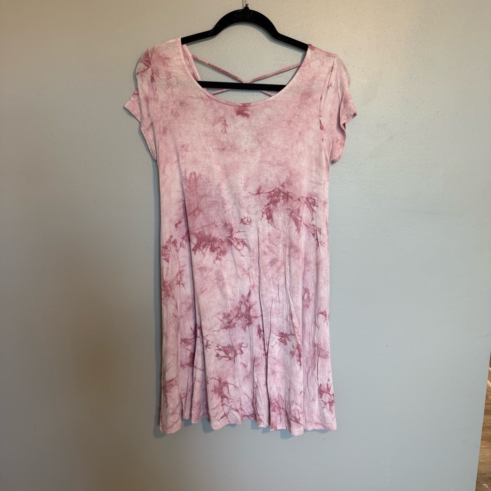 Rolla Coster Pink Tie-Dye Short Sleeve Mini Dress Size Medium